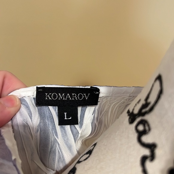 Komarov white to grey to black striped crinkle tiered midi stress Large - Picture 3 of 6